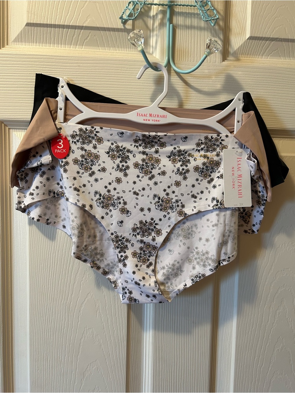 Isaac Mizrahi 3X Plus Sized Panties 3-Pack Black Tan Floral NWT